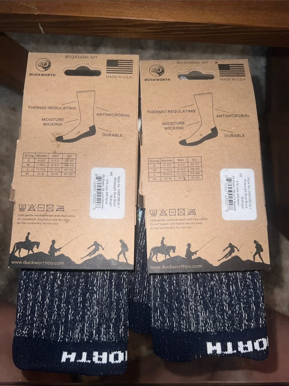 Worth Duckworth Midweight Crew Socks in Black and White - Pair